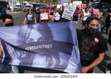 Supporters Of Pop Star Britney Spears Take Part In Rally On The Day Of A Conservatorship Case Hearing At Stanley Mosk Courthouse In Los Angeles, Sept. 29, 2021.