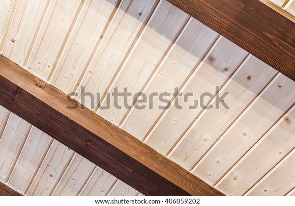 Supporting Bearing Wooden Beams Ceiling Finishes Stock Photo Edit