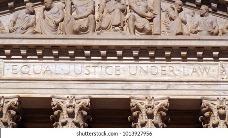 Supreme Court of the United States, Building exterior facade, equal justice under the law, WASHINGTON, DC, USA. - Shutterstock ID 1013927956