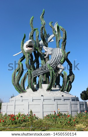 Surabaya City's Landmark. This Landmark gives the city symbol's name, that is Shark and Crocodile.