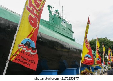 Surabaya, Indonesia - Dec 2011: Retired And Old Submarine Of Indonesian Navy Named Pasopati Made In Russia In Open Air Museum. No People.