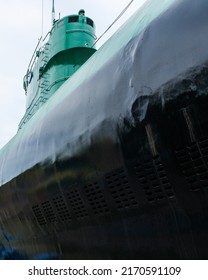 Surabaya, Indonesia - Dec 2011: Retired And Old Submarine Of Indonesian Navy Named Pasopati Made In Russia In Open Air Museum. No People.