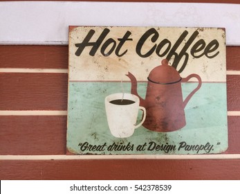 Surat Thani,Thailand,December-24,2016: vintage sign of hot coffee ,Surat Thani,Thailand