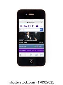 SURATTHANI THAILAND - JUNE 13,2014: Photo Of Yahoo Homepage On Iphone This Homepage  About Electronic Mail And News. 