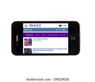 SURATTHANI THAILAND - JUNE 13,2014: Photo Of Yahoo Homepage On Iphone This Homepage  About Electronic Mail And News. 