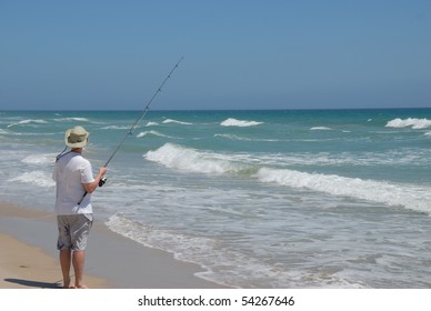 Surf fisherman on east coast of Florida