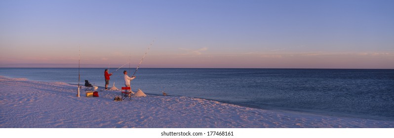 Surf Fishing At Santa Rosa Island Near Pensacola, Florida