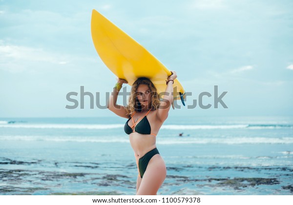 Surf Girl Long Hair Go Surfing Stock Photo Edit Now 1100579378