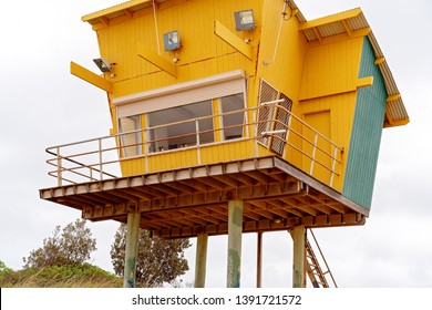 A Surf Lifesaving Tower At An Australian Beach Looking Out For The Safety Of Swimmers