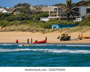 Surf rescue beach practice session