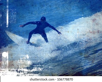 Surf Vintage Poster With Rider Jumping