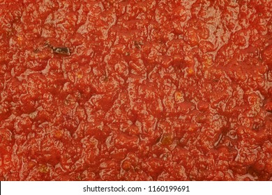 Surface Coated With Marinara Tomato Sauce As A Backdrop Composition Texture