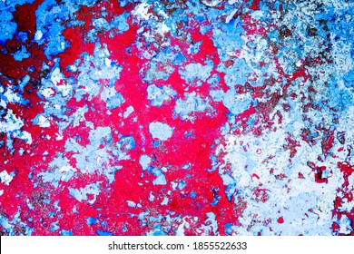 Surface covered with red paint. Authentic texture 