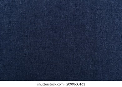 Surface Of Dark Blue Linen Fabric, Background, Texture