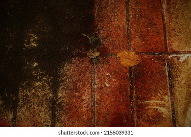 Surface Of Old Brown And Red Floor Tiles With Pattern 