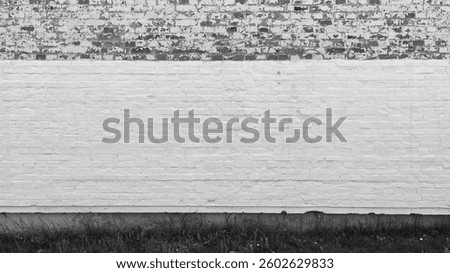 The surface of a partially painted brick wall