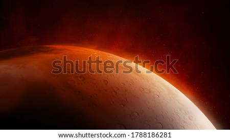 Surface of the red planet Mars close-up.