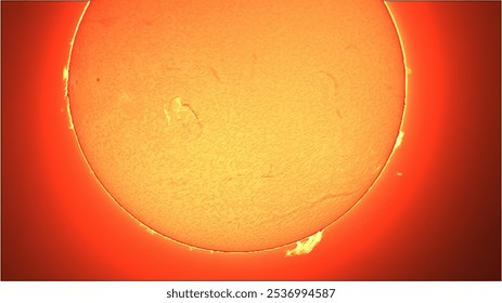 The surface of the sun with a photomontage. - Powered by Shutterstock