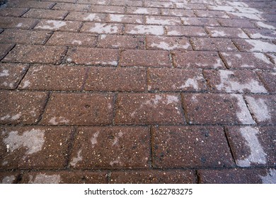 The Surface Of Wet Pavers In Spots