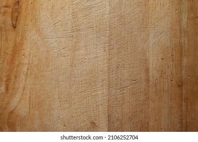 Surface Of Wooden Cutting Board, Top View. Empty Space. Place For Text, Design, Presentation, For Pictures Of Dishes In The Restaurant. Food Advertising. Texture Of Wooden Chopping Block. 