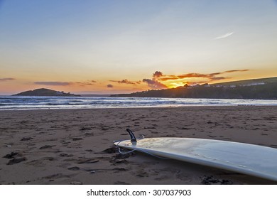 Surfboard Lying On A South Devon Beach UK 