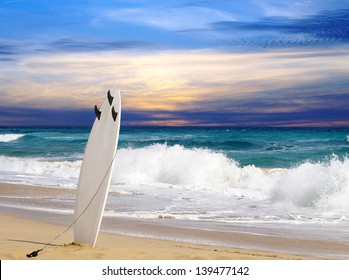 Surfboard On Fuerteventura Beach