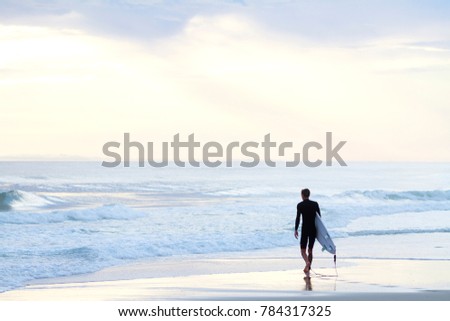 Surfer about to surf