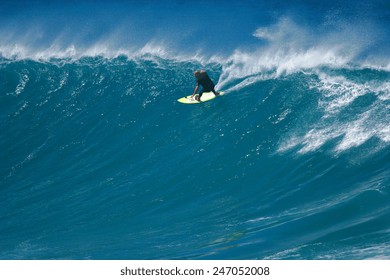 A Surfer Carves A Radical Off-the-lip. Motion Blur