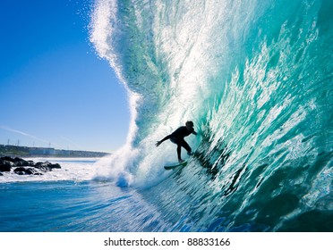 Surfer On Amazing Blue Wave