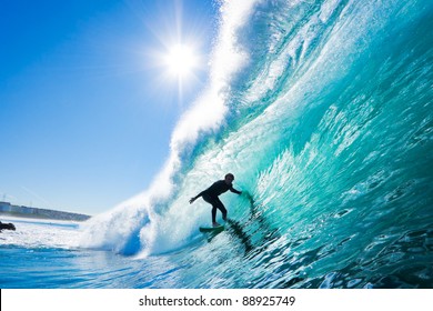 Surfer On Amazing Blue Wave