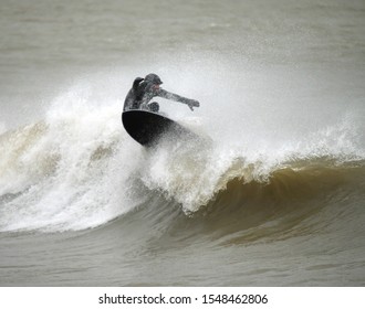 Surfer On Lake Erie Riding A Sweet Wave