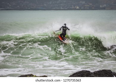 Surfer On Winter Wave