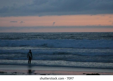 surfer preparing to enter