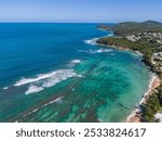 Surfers on Tartane surf spots, Caravelle peninsula, Martinique, West Indies, France. High quality photo