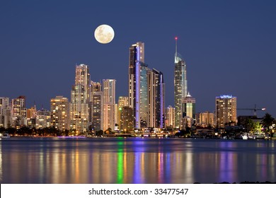 Surfers Paradise At Night, Gold Coast, Australia