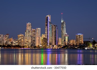 Surfers Paradise At Night, Gold Coast, Australia