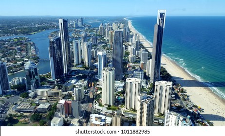 Surfers Paradise, Queensland, Australia - January 10, 2017 -  The view over the Gold Coast from the Q1 Observation Deck at Surfers Paradise