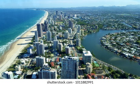 Surfers Paradise, Queensland, Australia - January 10, 2017 -  The view over the Gold Coast from the Q1 Observation Deck at Surfers Paradise