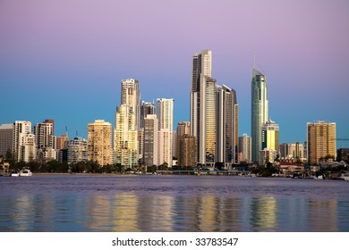 Surfers Paradise At Sunset, Gold Coast, Australia