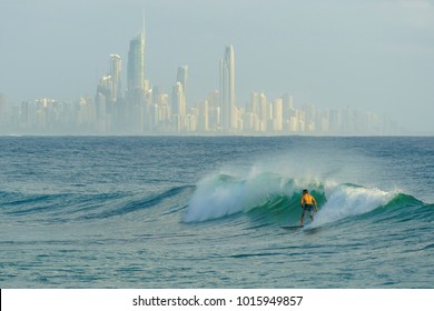 Surfing At Burleigh Heads, Gold Coast.