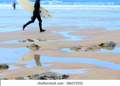 Surfing On Fistral Beach, Newquay