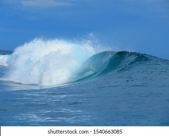 surfing in tropical island of tahiti