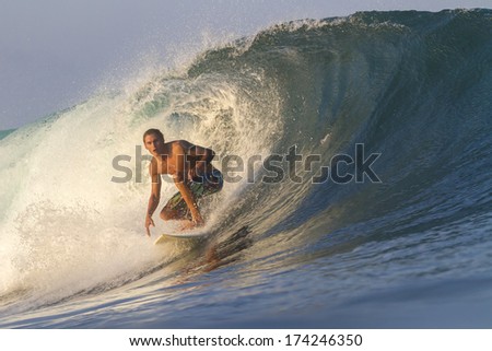 surfing a wave