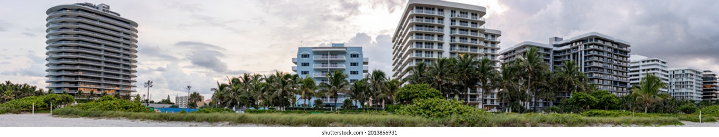 Surfside, FL, USA - July 24, 2021: Champlain Towers Collapse Site Building Demolition And Removal