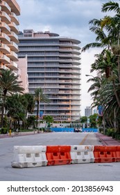 Surfside, FL, USA - July 24, 2021: Champlain Towers Collapse Site Building Demolition And Removal