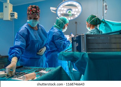 Surgeon, surgical assistant and nurse working in the operating room can see the surgical material. They are illuminated by the operating room light.