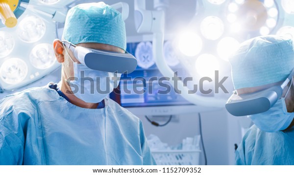 Surgeons Augmented Reality Glasses Perform State Stock Image