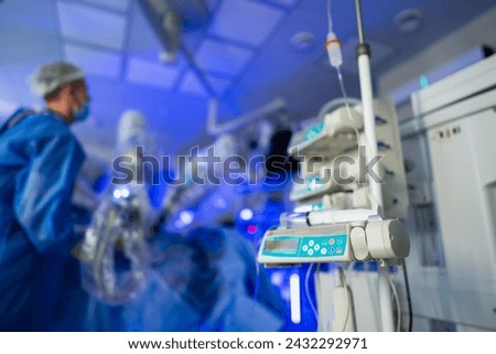 Surgery systems concept. Modern robotic technologies in emergency sterile room.