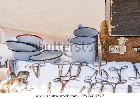 Surgery table on a Second world war field hospital historic reenactment