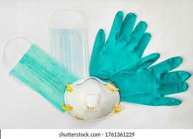 Surgical, 3M medical protective masks, gloves on the table